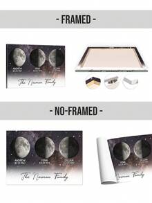 Catygift Customized Canvas Moon Phase Family Photo Personalized Mother's Gift With Name And Date Adjustable Moon Phase Wall Hanging Artist Home Decor Unique Family Keepsake - As Shown - View 11