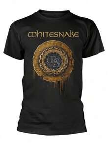 Camiseta de algodón negra con Whitesnake 1987 para hombres - Camiseta casual de cuello redondo suave y cómoda con diseño gráfico vintage, lavable aáquina, ropa para todas las estacion - Blanco - Ver 1
