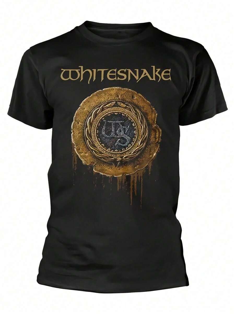 Camiseta de algodón negra con Whitesnake 1987 para hombres - Camiseta casual de cuello redondo suave y cómoda con diseño gráfico vintage, lavable aáquina, ropa para todas las estacion - Blanco - Ver 1