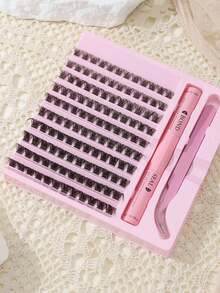 120PCS 10-18mm D Curl Eyelash Extension Kit, Includes Eyelash Glue, Sealing Glue, Eyelash Clusters, DIY Eyelash Extension Tools, For Eyelash Gluing, Eyelash Cluster Set, Eyelashes, False Eyelashes - Black - View 2