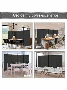 Biombo Separador Portátil Fácil Montaje 4 Paneles Moderno - gris - Ver 4