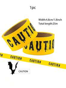 1pc Halloween Caution Tape - Blood-Splatter & Handprint Design, Bright Yellow With Red Drip "DO NOT ENTER" Text - Horror Party Decor, Haunted House Warning, Spooky Event Security Barrier, Halloween Decorations, Haunted House Decor - Multicolor - View 10