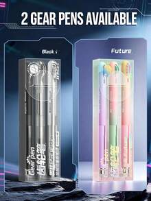 3 Packs Gear Stress Relief Retractable Gel Pens, Low Center Of Gravity 0.5mm Needle Tip Black Ink Pens, Ins Aesthetic Student Stationery For Exam & Note Taking - Multiple Options Available - View 12