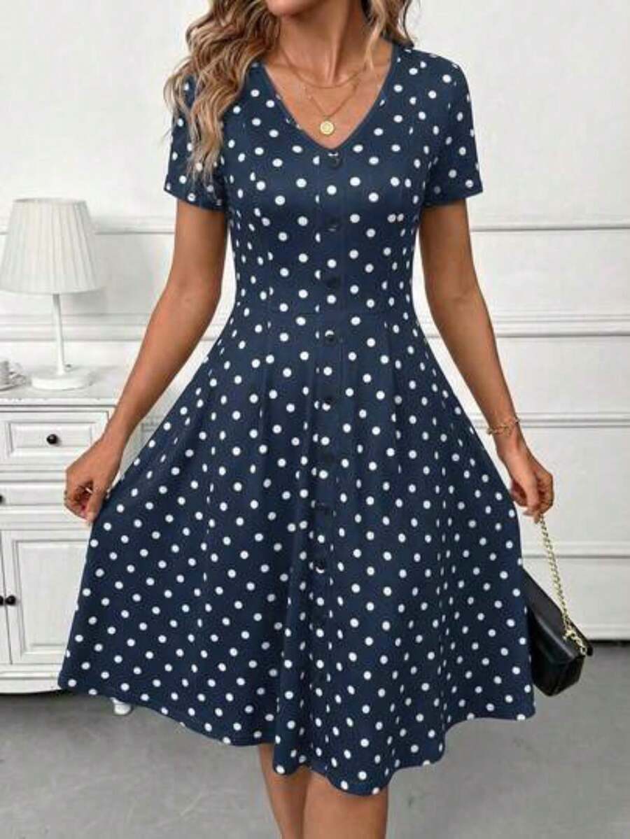 Women Midi Dresses - Navy Blue - View 1