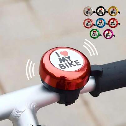 Bike Bell,Loud Sound,Aluminum Alloy,Cute I Love My Bike Pattern,Multi Color Options,For Mini Bicycle,Mountain Bike,Balance Bike,Road Bike,Handlebar Accessory