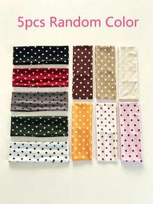5pcs Random Polka Dot Elastic Hair Bands Headbands Yoga Hair Ties Suitable For Daily Sports Use - Multicolor - View 1