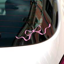 Cute Bow Women's Car Sticker - Glossy Embroidery Effect Cartoon Design, Self-Adhesive Asymmetrical Shape, Suitable For Rear Window/Laptop/Plastic/Glass/Metal, Car Decoration Accessory, Cute Fantasy Theme Decal - A - View 9