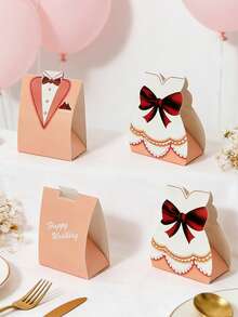 100pcs/50set Kotak Hadiah Gaun Pengantin dan Tuxedo, Kotak Permen, Desain Jas Pengantin Pria dan Wanita dari Kertas Merah Muda, Kotak Permen Paling Populer untuk Pesta Pernikahan dengan Pita, Kotak Permen Hadiah Pernikahan, Sempurna untuk Pesta Pernikahan, Ulang Tahun, Pengantin, Dekorasi Baby Shower - MultiWarna - View 7