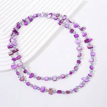 Bohemian Beach Style Dopamine Colorful Shell Beaded Long Necklace For Women - Purple (large Seashell) - View 5