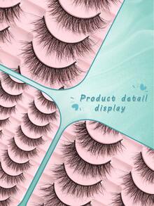 10 pares de pestañas postizas naturales largas y esponjosas, pestañas de visón sintético 3D cruzadas - Negro - Ver 5