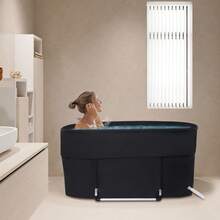 Foldable Insulated Portable Bathtub, 330lbs Large Soaking Tub With Drain & Storage Bag For Camping RV Home - 115*57*55cm - View 8