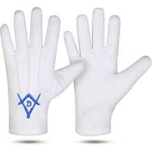 Masonic Blue Square And Compass Large Cotton Embroidered Gloves - Multicolor - View 3