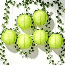 11pcs/Set Green Paper Lanterns And Artificial Vine, Chinese Style Round Paper Lanterns Hanging Decorations, Spherical Lanterns For Birthday, Home Decor, Party And Wedding Party Decoration - View 1