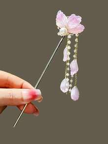 4件/1件復古藍色花卉髮簪，高品質；新中式珍珠流蘇搖擺髮飾，女性髮夾、頭飾、髮夾 - 彩色 - 查看 7