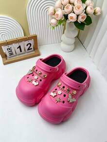 Women's EVA Anti-Slip Soft Thick Sole Sandals With Cartoon Accessories, Suitable For Vacation, Casual Gatherings And All Indoor And Outdoor Occasions, Providing A Fashionable And Comfortable Wearing Experience - Hot Pink - View 5