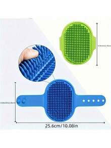 2pcs/1pc Pet Bath Brush, Cat Massage Brush, Dog Bathing Glove, Adjustable Silicone Rubber Bath Comb, Suitable For Long And Short Hair Dogs And Cats - View 4