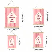 1pc Pink Stripes It Feels So Good To Be Home Wall Art Picture Cute House Quote Prints Canvas Paintings Cozy Inspirational Posters Decor For Bedroom Living Room Decoration Gift For Pet Lovers Unframed / Framed/Wooden Poster Hanger - Pattern - View 8