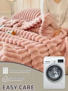1 buah Selimut Bergaris Pink Super Lembut dan Hangat - Bahan Poliester yang Dapat Dicuci dengan Mesin, Pilihan Terbaik untuk Musim Semi dan Gugur, Cocok untuk Semua Musim, Sempurna untuk Sofa dan Tempat Tidur - Berwarna merah muda - View 2