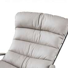 Beige Leather Upholstered Casual Chair And Ottoman Set, Padded High Back Steel Frame Single Chair, Suitable For Living Room/Bedroom/Reading Nook - White - View 6
