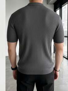 GRDR Men's Solid Color Short Sleeve Casual Commuter Knit Top - Dark Grey - View 8