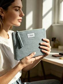 Chloé Slim Square Embossed Logo Makeup Bag Portable Insert For Handbag Daily Touch-Up CHLOE-GIFT-7 - Green - View 3