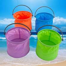 1pc Foldable Small Water Bucket, Soft Rubber Collapsible Portable Bucket, Flexible And Wear-Resistant With Handle, Compressible Storage Space-Saving, Fresh Color, Suitable For Home Cleaning, Camping, Fishing, Outdoor Travel Practical Accessory - Folding Bucket - View 5