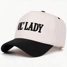 1pc OL' LADY Embroidered Baseball Cap, Colorful Contrasting Beanie Hat - A - View 3