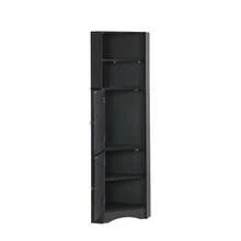 Bathroom Cabinet, Corner Unit With Two Storage Compartments, Open Compartment With Adjustable Shelf, 36.5 X 36.5 X 155 Cm - Black - View 10