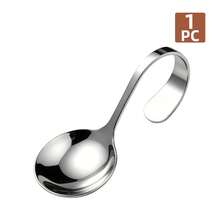 1/4/6pcs Stainless Steel Serving Spoons, Curved Handle Dessert Spoon Set, Rustproof Silver Tableware For Salad Berry Home Restaurant Buffet - View 12