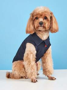Spring/Summer Solid Color Polo Shirt Thin Breathable T-Shirt Cat Vest Teddy Two-Legged Clothing Pet Apparel - Navy Blue - View 4