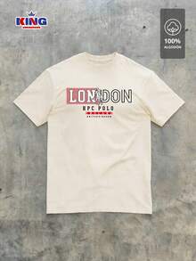 Original HPC POLO T-Shirt With Round Neck And Short Sleeves – Themed Graphic Design "HPC: London England Heritage" – 100% Cotton - 米色 - 查看 2