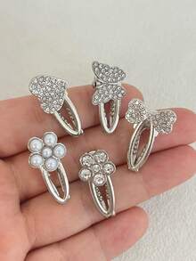 5pcs Set Exquisite Small Faux Pearl Hair Clips Fashion Rhinestone Bangs Side Clips Women Hair Accessories,Hair Claws - View 7