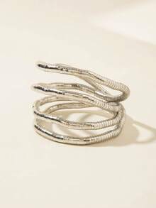 1pc/ Personalized Metal Multi-Layer Wrap Snake Chain Necklace, Adjustable Bendable, Suitable For Women's Street Style Layered Accessory - Multicolor - View 8