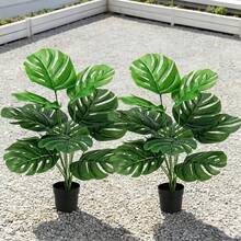 2pcs/Set 24-Inch Premium Artificial Bamboo - Outdoor Faux Green Plant, Realistic Green Leaves | Suitable For Indoor And Outdoor Multi-Scene Placement, Applicable To Office, Balcony, Wedding, Party, Yard. - Tropical Style Green Premium Feel - View 4