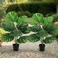 2pcs/Set 24-Inch Premium Artificial Bamboo - Outdoor Faux Green Plant, Realistic Green Leaves | Suitable For Indoor And Outdoor Multi-Scene Placement, Applicable To Office, Balcony, Wedding, Party, Yard. - Tropical Style Green Premium Feel - View 8