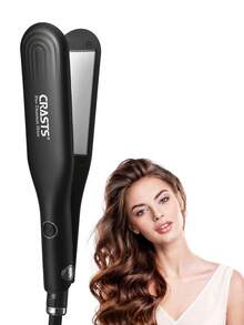 CRASTS Fast Heating 2-In-1 Curling & Straightening Hair Straightener Clamp With One-Touch Switch, Black - Black - View 11