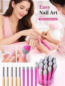 15pcs/11pcs/9pcs Nail Art Stamp Pen Set, Nail Art Stamp Includes Flower, Butterfly, Rose Nail Art Stamp Set, Freely Match Different Patterns To Create Personalized Nail Art, Durable And Resistant To Breakage Or Deformation. Paired With Silicone Nail Art Sculpting Pen, Nail Polish Carving Pen, Rubber Head Nail Brush, Suitable For Gel Nail Polish, Nail Art Stickers - Multicolor - View 6