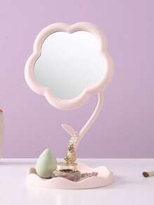 Floral Pattern Tabletop Makeup Mirror, Cute Tabletop Vanity Mirror, Tabletop Makeup Mirror With Jewelry Storage Rack, Vanity Mirror With Jewelry Tray, Rotatable Adjustable Tabletop Mirror, Makeup Mirror Suitable For Bedroom Vanity Or Makeup Table, Lightweight Travel Comb (With Built-In Mirror) - Perfect For Putting In A Handbag - Multicolor - View 16