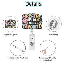 1pc Nurse Badge Reel Retractable Swivel Crocodile Clip ID Holder - Multicolor - View 3
