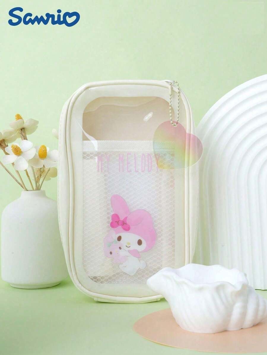 SANRIO 1件  官方授權  白色收納袋，可愛甜美大容量筆袋、筆盒、文具袋、化妝包，多功能收納袋，適用於辦公室、學習、化妝品收納、旅行整理，適合女性朋友與粉絲的生日節日禮物 - White - 查看 1