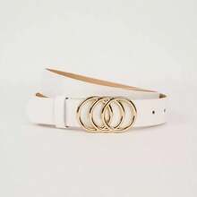 2pcs 3-Circle Buckle Fashion Decorative Versatile Daily Use Women's Belt Set - Multicolor - View 6