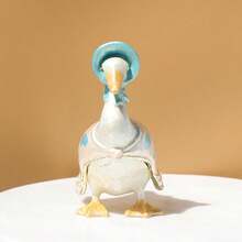SIQIZHOU 1pc Cute Duck Shaped Jewelry Box, Metal Flip Lid Storage Box, Decorative Ornament, Duck Enamel Box, Yellow Duck Earring Box, Ring Box, Vintage Style Home Storage Decor, Photography Prop Decoration - Blue - View 7