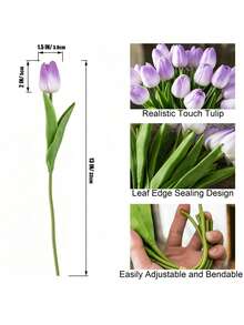 20 tangkai Bunga Tulip Buatan Berwarna Ungu Muda, Tanaman Tiruan untuk Dekorasi, Cocok untuk Dekorasi Ruangan, Dekorasi Pernikahan, Dekorasi Ruang Tamu & Ruang Makan, Dekorasi Desain Rumah, Pesta Liburan, Hadiah Ulang Tahun - Mauve Purple - View 4