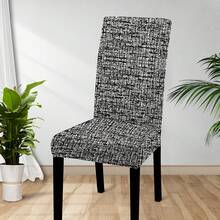 4 piezas/6 piezas Fundas de silla con estampado digital texturizado en blanco y negro, Juego de fundas de silla desmontables y lavables, Protector de asiento suave y elástico, Adecuado para comedor, cocina, salón de banquetes, restaurante, dormitorio, oficina, sala de estar, dormitorio, decoración del hogar - Multicolor - Ver 9