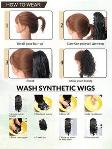 Ekstensi Rambut Ekor Kuda Kepang Jepit Vintage 16 Inci untuk Wanita, Gaya Ekor Kuda Rumbai Gaya Ink Wash, Rambut Kepang Tenun Tangan - MultiWarna - View 7