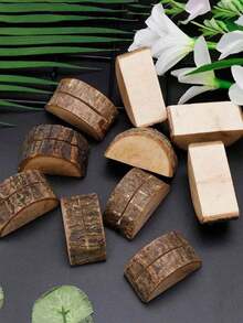 1/5/10pcs Wooden Table Number Holders, Rustic Style Table Card Holders, Can Be Used For Name Cards, Food Labels, Party And Wedding Table Signs, Memo And Photo Clips, Desktop Decoration, Rural Style, Desktop Decoration, Rural Style, Fall Home Decor, Room Decor, Room Decor For Women - Multicolor - View 4