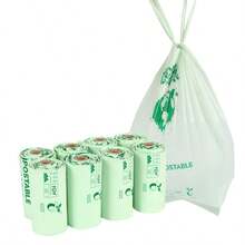 Vest-Style Corn Starch Pet Waste Bags, Compostable Small Dog Poop Bags, 10pcs/Roll - Mint Green - View 9