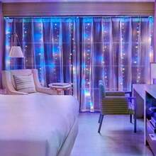 1 Stück batteriebetriebene LED-Hängelichterkette für Haus-Hintergrunddekoration, 6m/3 Meter, für Feiertagsparty, Hochzeit, Geburtstagsdekoration - Batteriekasten-Vorhangleuchte - Übersicht 6