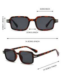 1 par de gafas de moda estilo empresarial con montura rectangular de carey para hombre - Multicolor - Ver 4