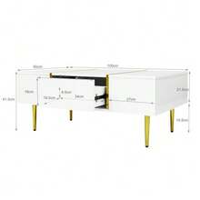 Modern And Simple White Lacquered Coffee Table With 2 Drawers - 白色 - 查看 4